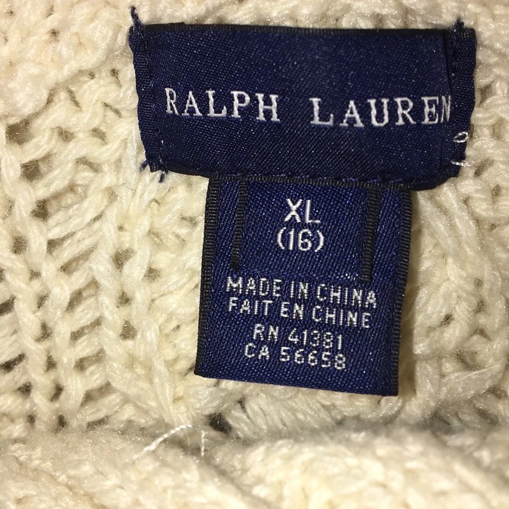 Ralph Lauren Girl’s Cable Knit Sweater Dress Size 16